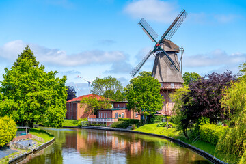 Mühle in Hinte, Gallerieholländer, Niedersachsen, Deutschland 