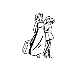 Two women going on a trip.