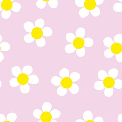 flowers seamless print. white daisies vector print for clothes or prints