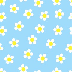 flowers seamless print. white daisies vector print for clothes or prints