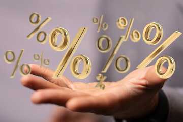 Fototapeta premium Sales icons floating in the air 3D rendering.