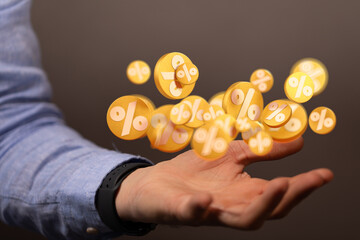 Percent sign 3d symbol modern in hand