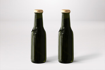 Beer Bottles Mock-Up with Blank Label on white background . oktoberfest concept.