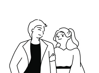 見つめ合っている仲良しカップル