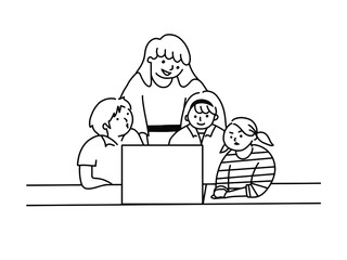 小学生がプログラミング学習中