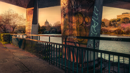 graffiti under the bridge EUR lake Rome