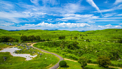 秋吉台　晴天のカルスト台地