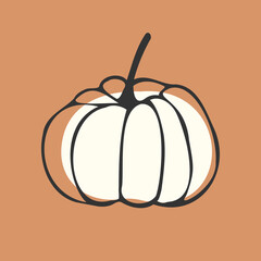 Pumpkin icon on an orange background. For printing on fabric, paper, clothing, underwear, etc