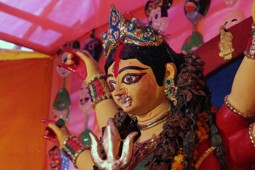 Idol of Hindu Goddess Durga during Bengal's Durga Puja festival