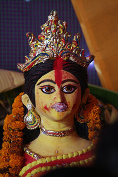 Idol of Hindu Goddess Durga during Bengal's Durga Puja festival