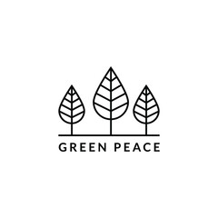 Logo Outline Black Leaf Tree Nature Organic Plant Template