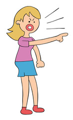 Cartoon woman angry and shouting, vector illustration