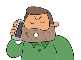 Cartoon criminal man talking on smartphone, vector illustration