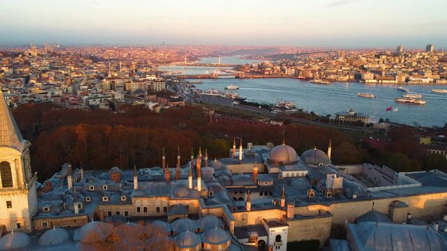 Aerial view of Topkapi palace museum in autumn