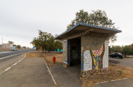 old soviet mosaic stop and road
