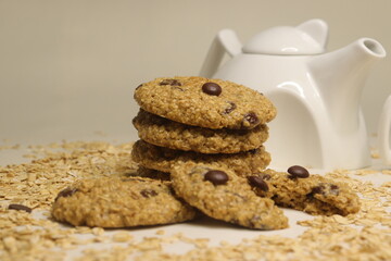 Peanut butter oatmeal Choco chips cookies. A home baked healthy snack