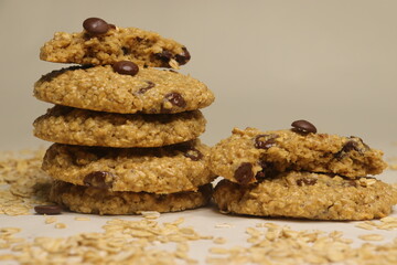 Peanut butter oatmeal Choco chips cookies. A home baked healthy snack.