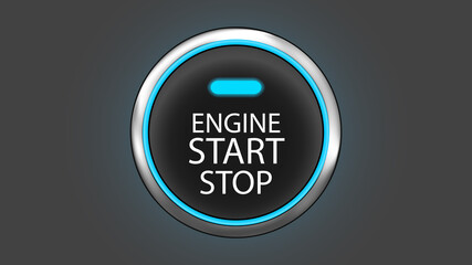a engine start stop button with blue shine