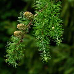 close up of pine cones and needles