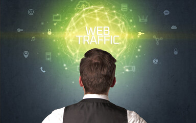 Rear view of a businessman, online security concept