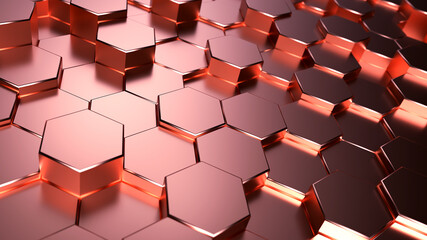 Metal wall made of hexagons.