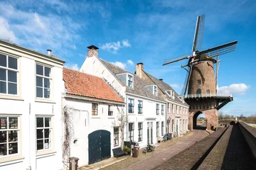 Foto auf Leinwand Windmill Rijn en lek in Wijk bij Duurstede, Utrecht Province, The Netherlands © Holland-PhotostockNL