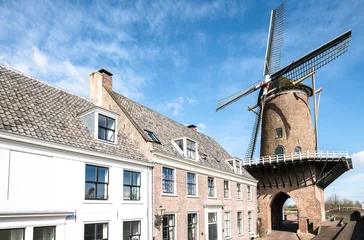 Foto auf Leinwand Windmill Rijn en lek in Wijk bij Duurstede, Utrecht Province, The Netherlands © Holland-PhotostockNL