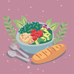 salad and bread