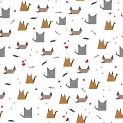 Background pattern simple geometric cats.