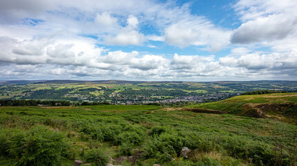 Fototapeta premium An Elevated view of Ilkley West Yorkshire from the Moor