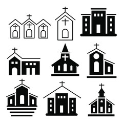 church building icon set. church building  pack symbol vector elements for infographic web
