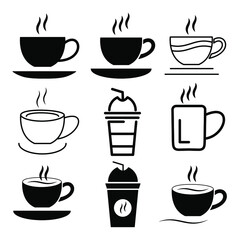 cup of coffee icon set. cup of coffee  pack symbol vector elements for infographic web