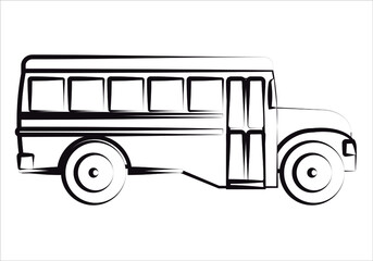 Icono negro de un autobús escolar en fondo blanco.