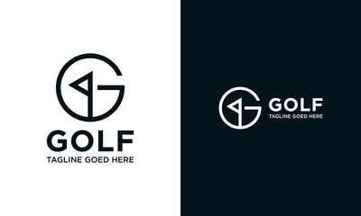 golf club crest logo type logo design illustration with g tee letter logo element.