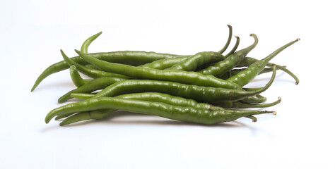 chili pepper isolated on a white background, fresh chili on white background, hot chilli peppers with seed. Food background