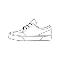 Hand drawn sketch of shoes, sneakers for summer. Vector stock illustration.