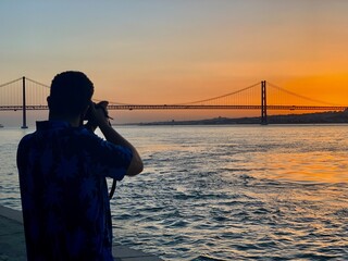 person watching sunset