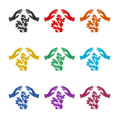 Save nature color icon set isolated on white background 