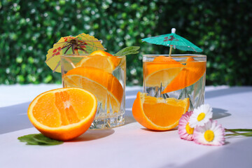 orange juice and fruits