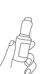 continuous line drawing of cosmetics on hand