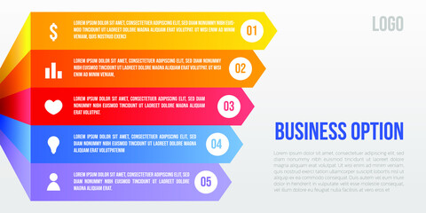 5 colorful Graph design for workflow layout, diagram, annual report, web design. Business concept with 5 options infographic vector material