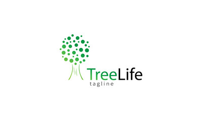 Premium vector logo Tree life with Dot leaf 
