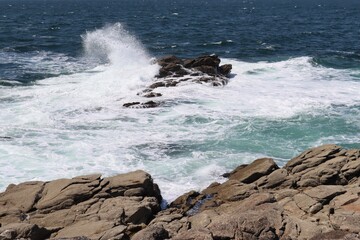 waves crashing on rocks in Quiberon 