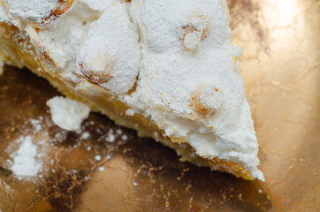 Lemon Meringue Pie, butter enriched shortcrust pastry filled with creamy lemon and topped with meringue
