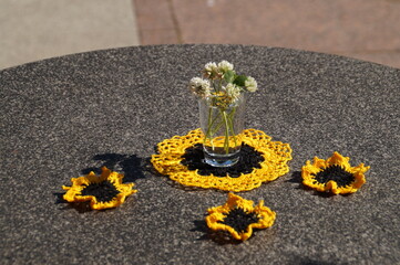 knitted napkin on the table