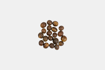 Nutmeg seeds isolated on a white background and clipping path.