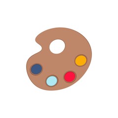 Color palette for paints isolated on white background. Vector flat illustration. Badge of an artist, hobby, art school, painting. 