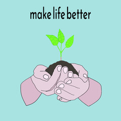 hands holding a plant