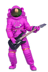 astronaut playing guitar full body