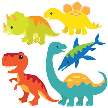 Cute colorful dinosaur vector cartoon illustration
